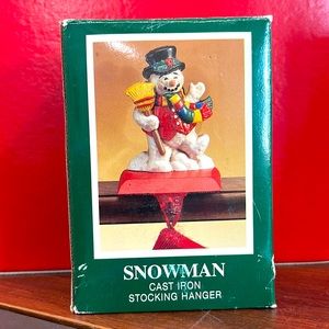 Vintage Snowman Cast Iron Christmas Stocking Hanger